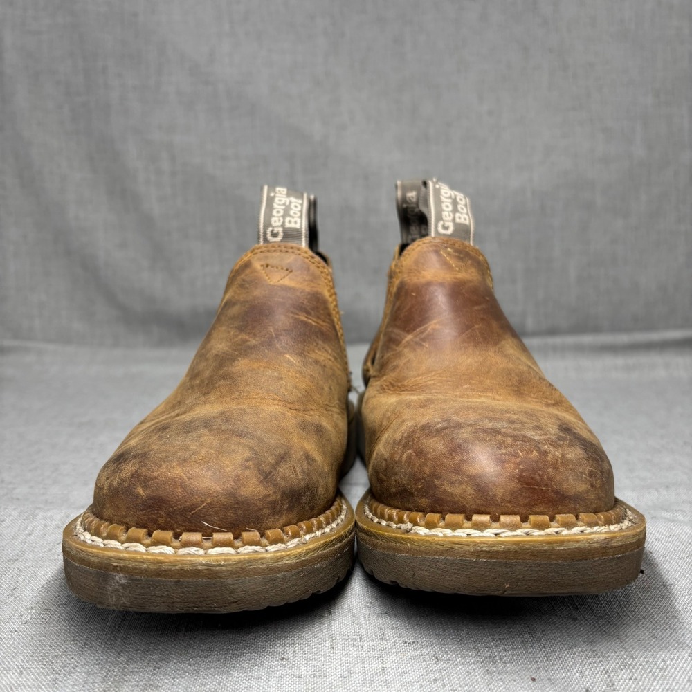 Georgia Boot Revamp Romeo Brown Leather Tan Pull On Work Boots Women's Size 7 - Picture 4 of 11